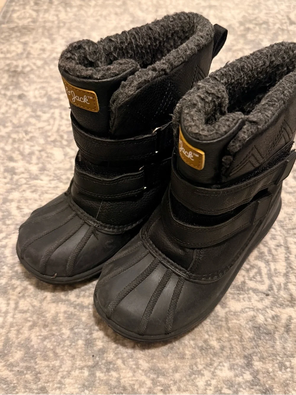 Kids Black Winter Snow Boots with Fleece Lining by Cat and Jack